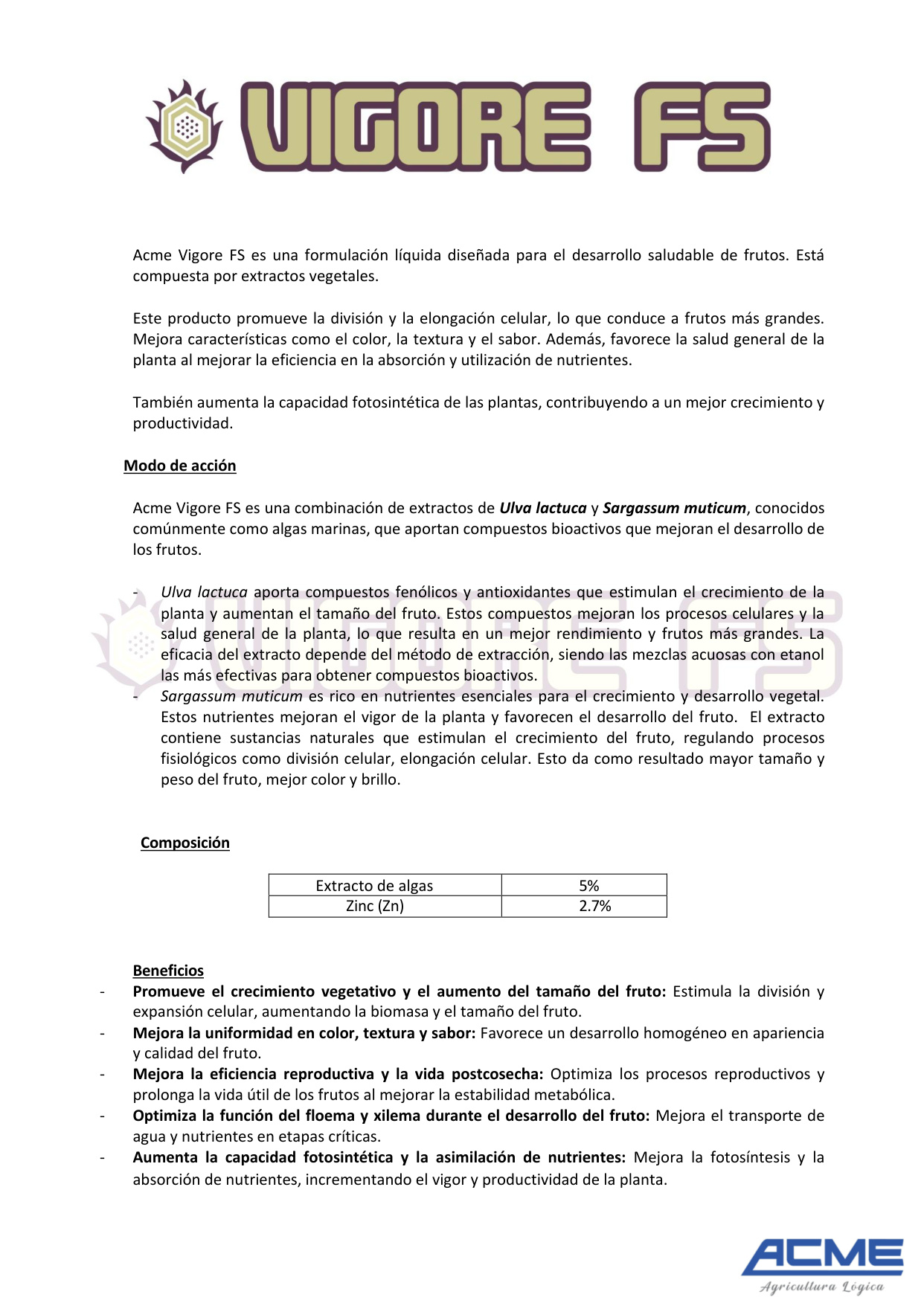 Vigore FS Producto